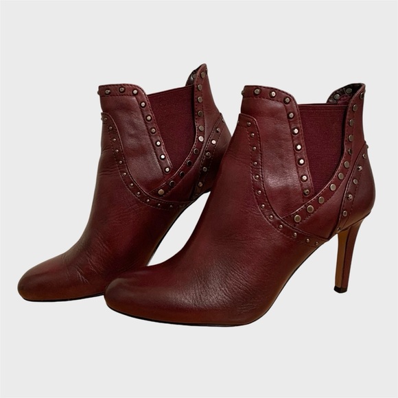 Vince Camuto Consheta Studded Claret Burgundy Red Leather Boots, Women’s… - Picture 1 of 11